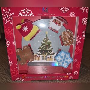 NEW Modern Expressions Holiday Christmas Character 5 Hair Clips Set